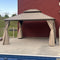 PURPLE LEAF Outdoor Hardtop Gazebo Champagne Metal Frame Galvanized Steel Double Roof with Curtains and Netting for Poolside