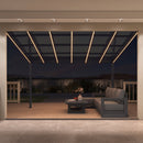 PURPLE LEAF Wall Mounted Gazebo with Gray Polycarbonate Roof Aluminum Frame Patio Cover with Strip Light for Porch