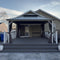 PURPLE LEAF Patio Hardtop Gazebo for Outdoor Grey Galvanized Steel Double Roof White Aluminum Poles with Curtains and String Lights-clear