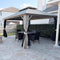 PURPLE LEAF Deck Gazebo Champagne Hardtop Metal Frame Double Roof with Curtains and Netting