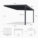 PURPLE LEAF Wall Mounted Gazebo with Gray Polycarbonate Roof Aluminum Frame Patio Cover for Porch