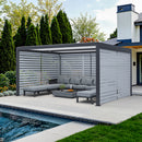 PURPLE LEAF Athena Louvered Pergola Grey Outdoor Aluminum Pergola with Roller Blinds Adjustable Gazebo Rainproof for Patio Deck Garden