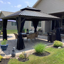 PURPLE LEAF Outdoor Hardtop Gazebo for Garden Bronze Double Roof Aluminum Frame Pavilion