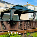 PURPLE LEAF Patio Gazebo for Backyard Grey Hardtop Galvanized Steel Roof Awning with Upgrade Curtain