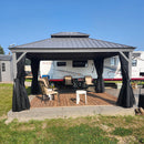 PURPLE LEAF Patio Gazebo for Pool Light Grey Hardtop Galvanized Steel Roof with Upgraded Curtains
