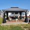 PURPLE LEAF Patio Gazebo for Pool Light Grey Hardtop Galvanized Steel Roof with Upgraded Curtains
