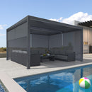 PURPLELEAF Outdoor Grey Solid Color Roller Blinds for Louvered Pergolas, Thermal Insulated, UV & Waterproof Fabric, Privacy Protection, Easy Installation