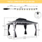 PURPLE LEAF Patio Hardtop Gazebo for Outdoor Grey Galvanized Steel Double Roof White Aluminum Poles with Curtains and String Lights-milky