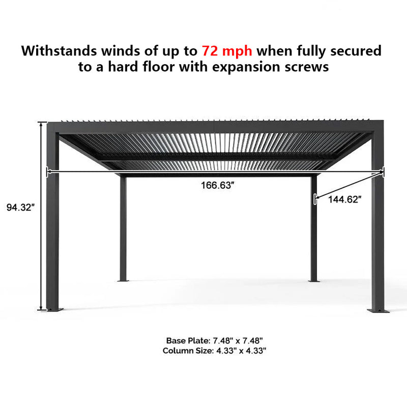 PURPLE LEAF Louvered Pergola Outdoor Aluminum Pergola with Adjustable Roof for Deck Backyard Garden Hardtop Gazebo