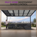 PURPLE LEAF Wall Mounted Gazebo with Gray Polycarbonate Roof Aluminum Frame Patio Cover with Retractable Pleated Shades for Porch