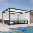 PURPLE LEAF Athena Louvered Pergola Grey Outdoor Aluminum Pergola with Shutter Wall Adjustable Gazebo Rainproof for Patio Deck Garden