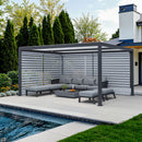 PURPLE LEAF Athena Louvered Pergola Grey Outdoor Aluminum Pergola with Roller Blinds Adjustable Gazebo Rainproof for Patio Deck Garden
