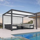 PURPLE LEAF Athena Louvered Pergola Grey Outdoor Aluminum Pergola with Shutter Wall Adjustable Gazebo Rainproof for Patio Deck Garden