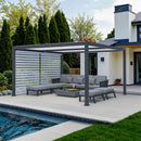 PURPLE LEAF Athena Louvered Pergola Grey Outdoor Aluminum Pergola with Roller Blinds Adjustable Gazebo Rainproof for Patio Deck Garden