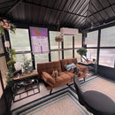 PURPLE LEAF Sunroom Hardtop Gazebo Solarium Grey Galvanized Steel Double Roof  All-Weather Aluminum Outdoor Screen House