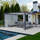 PURPLE LEAF Athena Louvered Pergola Grey Outdoor Aluminum Pergola with Roller Blinds Adjustable Gazebo Rainproof for Patio Deck Garden