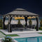 PURPLE LEAF Patio Gazebo for Backyard | Hardtop Galvanized Steel Frame with String Lights | Light Grey