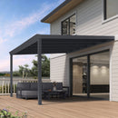 PURPLE LEAF Wall Mounted Gazebo with Gray Polycarbonate Roof Aluminum Frame Patio Cover for Porch