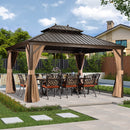 PURPLE LEAF Outdoor Hardtop Gazebo for Garden Bronze Double Roof Aluminum Frame Pavilion with Reinforcement Support Rod