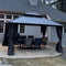 PURPLE LEAF Grey Hardtop Gazebo with Heavy Duty Galvanized Steel Double Roof with Netting and Curtains