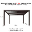 PURPLE LEAF Louvered Pergola Outdoor Aluminum Pergola with Adjustable Roof for Deck Backyard Garden Hardtop Gazebo