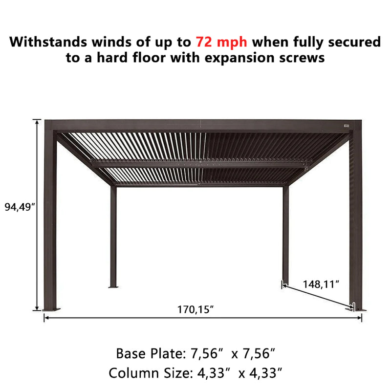 PURPLE LEAF Louvered Pergola Outdoor Aluminum Pergola with Adjustable Roof for Deck Backyard Garden Hardtop Gazebo
