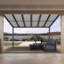PURPLE LEAF Wall Mounted Gazebo with Gray Polycarbonate Roof Aluminum Frame Patio Cover with Retractable Pleated Shades for Porch