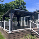 PURPLE LEAF Patio Gazebo for Backyard Grey Hardtop Galvanized Steel Roof Awning with Upgrade Curtain