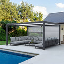 PURPLE LEAF Athena Louvered Pergola Grey Outdoor Aluminum Pergola with Roller Blinds Adjustable Gazebo Rainproof for Patio Deck Garden