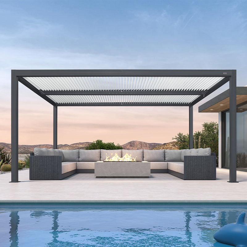 PURPLE LEAF Louvered Pergola Modern Grey Pergola with White Roof for Deck Backyard Garden