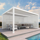 PURPLE LEAF Athena Louvered Pergola white Outdoor Aluminum Pergola with Shutter Wall Adjustable Gazebo Rainproof for Patio Deck Garden
