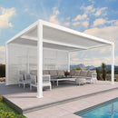 PURPLE LEAF Athena Louvered Pergola white Outdoor Aluminum Pergola with Shutter Wall Adjustable Gazebo Rainproof for Patio Deck Garden
