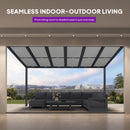 PURPLE LEAF Wall Mounted Gazebo with Gray Polycarbonate Roof Aluminum Frame Patio Cover with Retractable Pleated Shades for Porch