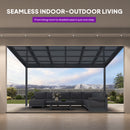 PURPLE LEAF Wall Mounted Gazebo with Gray Polycarbonate Roof Aluminum Frame Patio Cover for Porch