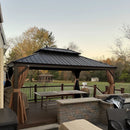 PURPLE LEAF Outdoor Hardtop Gazebo for Garden Bronze Double Roof Aluminum Frame Pavilion