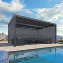 PURPLELEAF Outdoor Grey Solid Color Roller Blinds for Louvered Pergolas, Thermal Insulated, UV & Waterproof Fabric, Privacy Protection, Easy Installation
