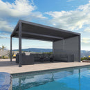 PURPLELEAF Outdoor Grey Solid Color Roller Blinds for Louvered Pergolas, Thermal Insulated, UV & Waterproof Fabric, Privacy Protection, Easy Installation