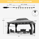 PURPLE LEAF Patio Gazebo for Pool Light Grey Hardtop Galvanized Steel Roof with String Lights-milky