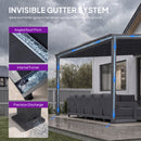 PURPLE LEAF Wall Mounted Gazebo with Gray Polycarbonate Roof Aluminum Frame Patio Cover for Porch