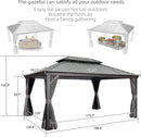 【Outdoor Idea】PURPLE LEAF Patio Gazebo with Aluminum Frame Grey Dining Sets-Bundle Set