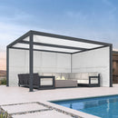 PURPLE LEAF Athena Louvered Pergola Grey Outdoor Aluminum Pergola with Shutter Wall Adjustable Gazebo Rainproof for Patio Deck Garden