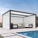 PURPLE LEAF Athena Louvered Pergola Grey Outdoor Aluminum Pergola with Shutter Wall Adjustable Gazebo Rainproof for Patio Deck Garden