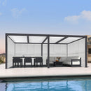 PURPLE LEAF Athena Louvered Pergola Grey Outdoor Aluminum Pergola with Shutter Wall Adjustable Gazebo Rainproof for Patio Deck Garden