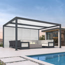 PURPLE LEAF Athena Louvered Pergola Grey Outdoor Aluminum Pergola with Shutter Wall Adjustable Gazebo Rainproof for Patio Deck Garden