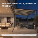 PURPLE LEAF Wall Mounted Gazebo with Gray Polycarbonate Roof Aluminum Frame Patio Cover with Retractable Pleated Shades and LED Strip Light