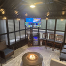 PURPLE LEAF Sunroom Hardtop Gazebo with Wood Grain Columns Black Frame Double Roof Galvanized Steel Solarium All-Weather Screen House