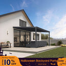 PURPLE LEAF Wall Mounted Gazebo with Gray Polycarbonate Roof Aluminum Frame Patio Cover for Porch