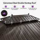 PURPLE LEAF Outdoor Hardtop Gazebo for Patio Bronze Aluminum Frame Pavilion with Navy-Blue Curtain and String Lights-milky