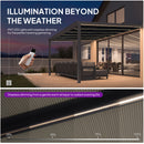 PURPLE LEAF Wall Mounted Gazebo with Gray Polycarbonate Roof Aluminum Frame Patio Cover with Strip Light for Porch