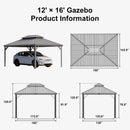 PURPLE LEAF Light Grey Metal Carport with Galvanized Steel Roof Heavy Duty Permanent Outdoor Car Shelter